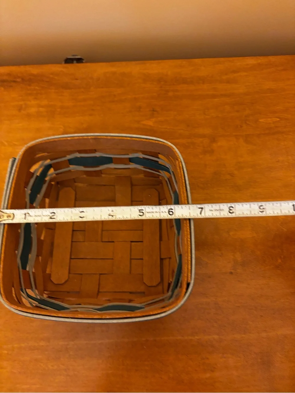 Longaberger Square Basket with Teal and Grey Splints